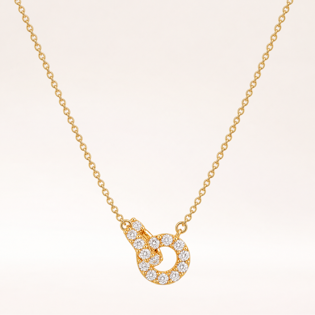Elegant Double Circle CZ Pendant Necklace for Women