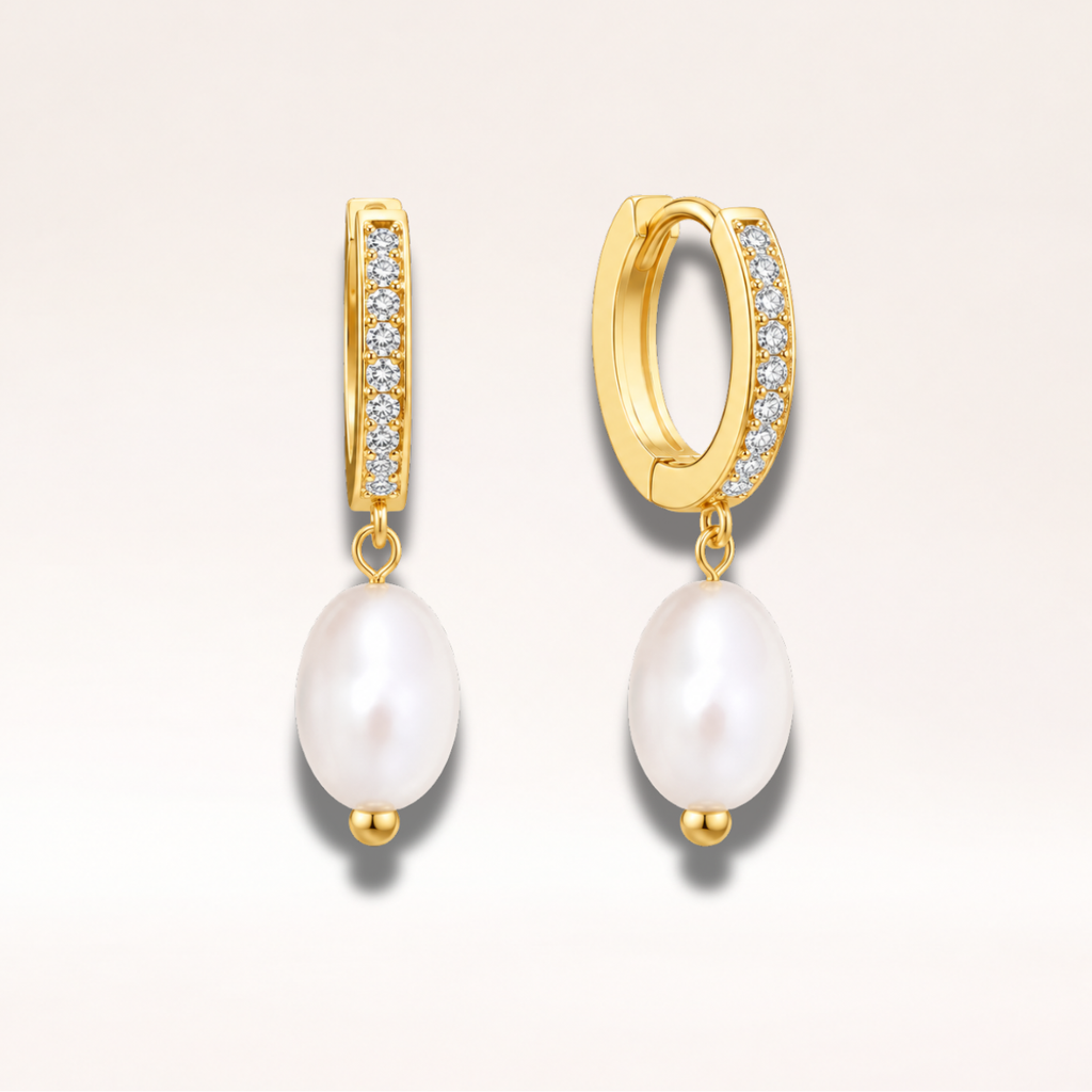 Pearl Drop Hoop Earrings for Women