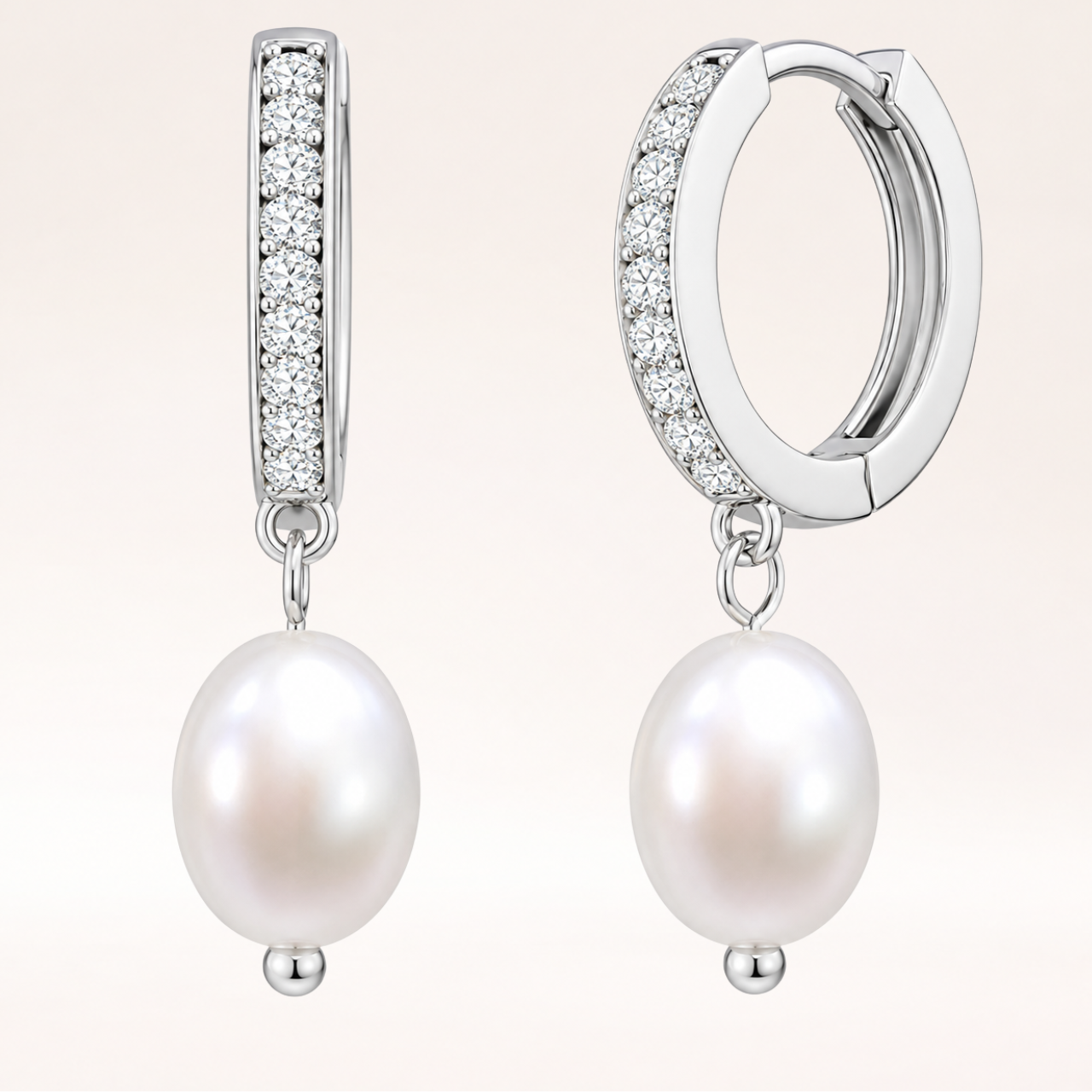 Pearl Drop Hoop Earrings for Women