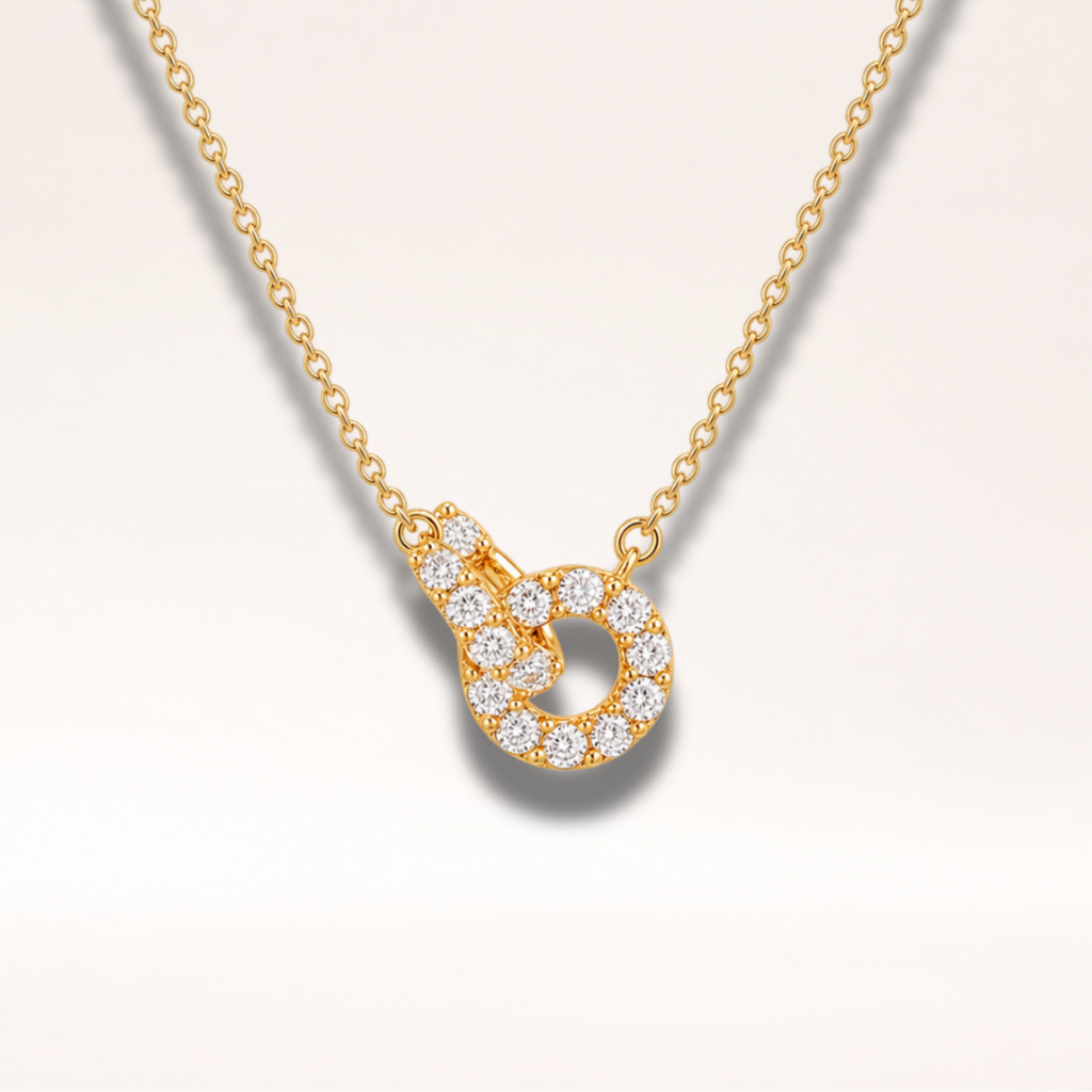 Elegant Double Circle CZ Pendant Necklace for Women