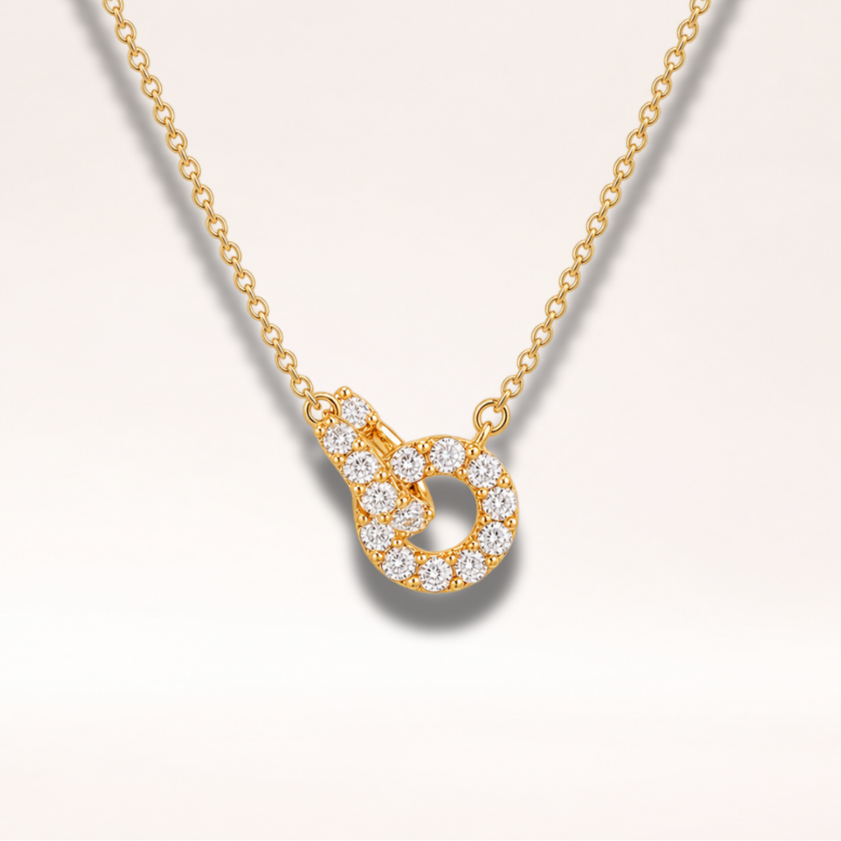 Elegant Double Circle CZ Pendant Necklace for Women