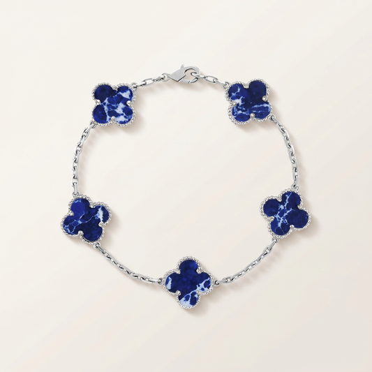 Vintage Alhambra Crystal Blue Clover Bracelet