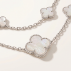 Alhambra White Inlay Long Clover Necklace