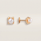 C Shaped Pearl Stud Earrings