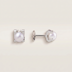 C Shaped Pearl Stud Earrings
