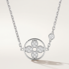 Color Blossom Pavé Diamonds Flower Pendant Necklace