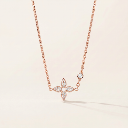Color Blossom Pavé Diamonds Petal Necklace