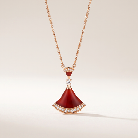 Diva's Dream Paved Red Pendant Necklace