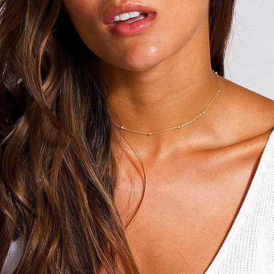 Delicate Beaded Satellite Chain Choker Necklace for Women