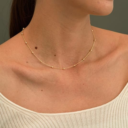 Delicate Beaded Satellite Chain Choker Necklace for Women