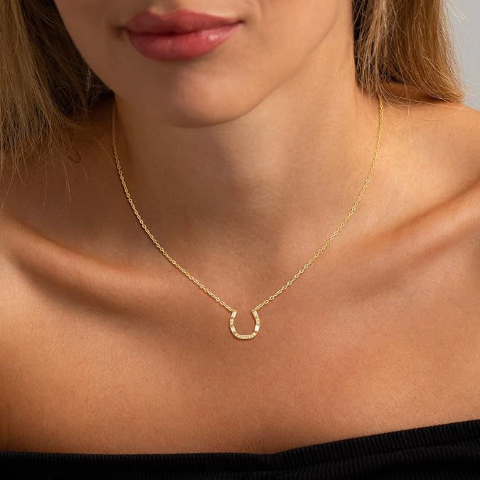 Elegant Horseshoe CZ Pendant Necklace for Women