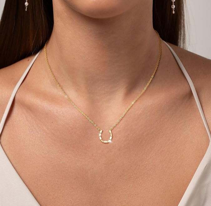 Elegant Horseshoe CZ Pendant Necklace for Women