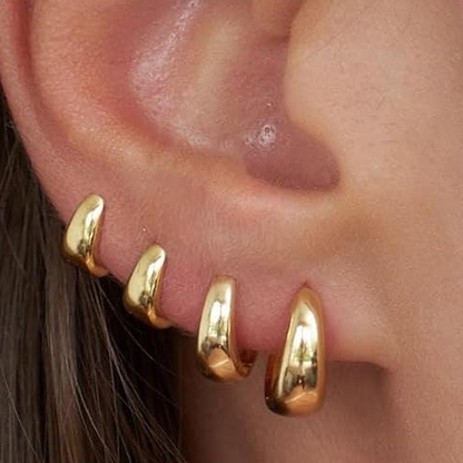 CHESKY 4 Pairs Huggie Hoop Earrings for Women, 14K Gold Plated Silver