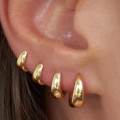4 Pairs Dainty Huggie Hoop Earrings for Women