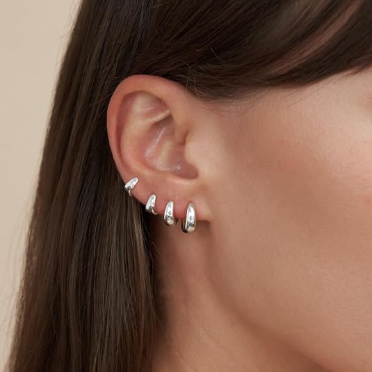 4 Pairs Dainty Huggie Hoop Earrings for Women