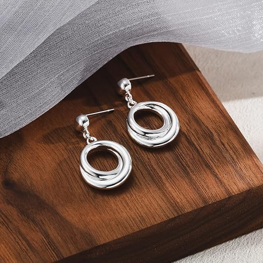 Trendy Chunky Geometric Drop Hoop Earrings for Women