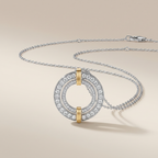 Edge Circle Pavé Diamond Pendant Necklace