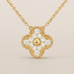 Sweet Alhambra Pavé Diamond Clover Necklace