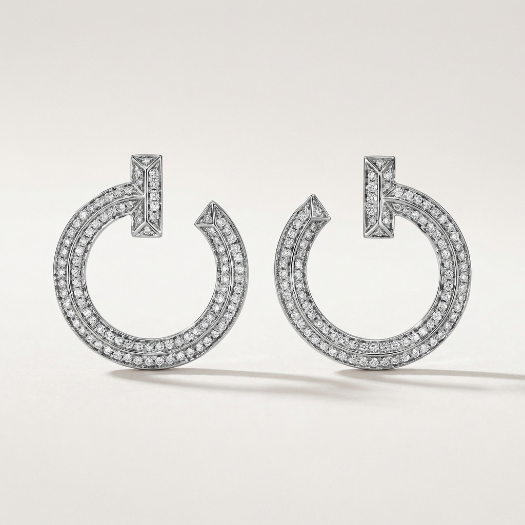 T T1 Open Pavé Hoop Earrings