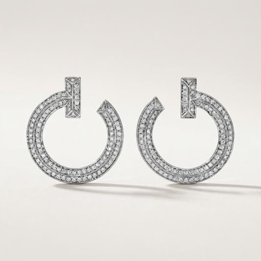 T T1 Open Pavé Hoop Earrings