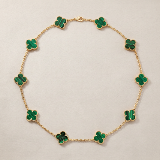 Vintage Alhambra Malachite 10 Motifs Necklace