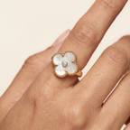 Vintage Alhambra Pearl 1 Diamond Ring