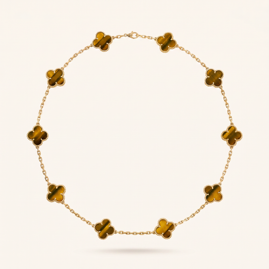 Vintage Alhambra Tiger’s Eye 10 Motifs Necklace