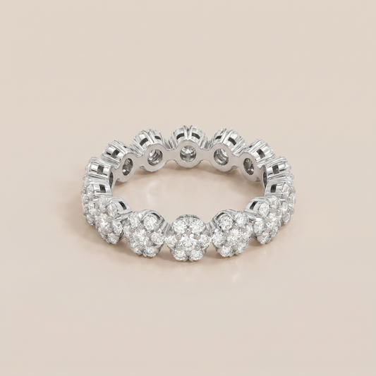 Fleurette Floral Eternity Pavé Diamonds Ring