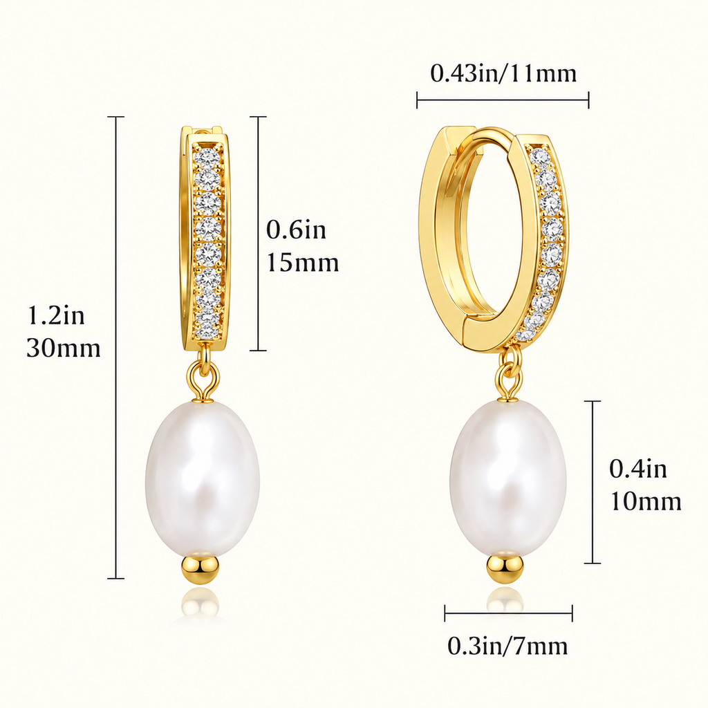 Pearl Drop Hoop Earrings for Women