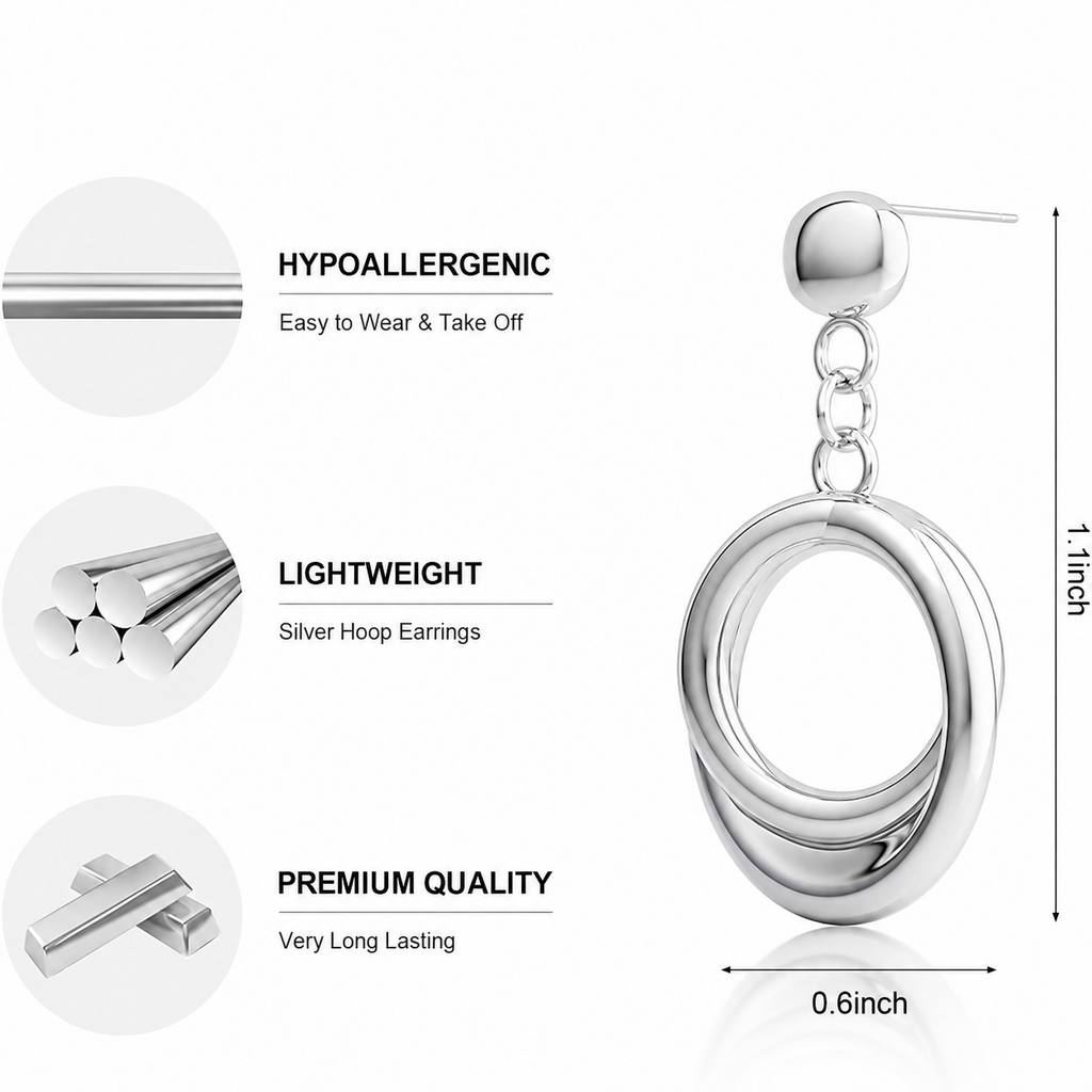 Trendy Chunky Geometric Drop Hoop Earrings for Women