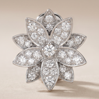 Lotus One Flower Pavé Diamonds Stud Earrings