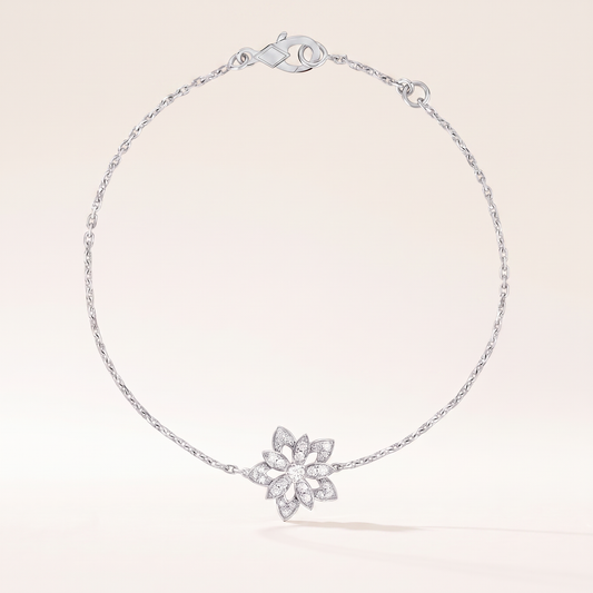 Lotus Pavé Diamonds Flower Bracelet