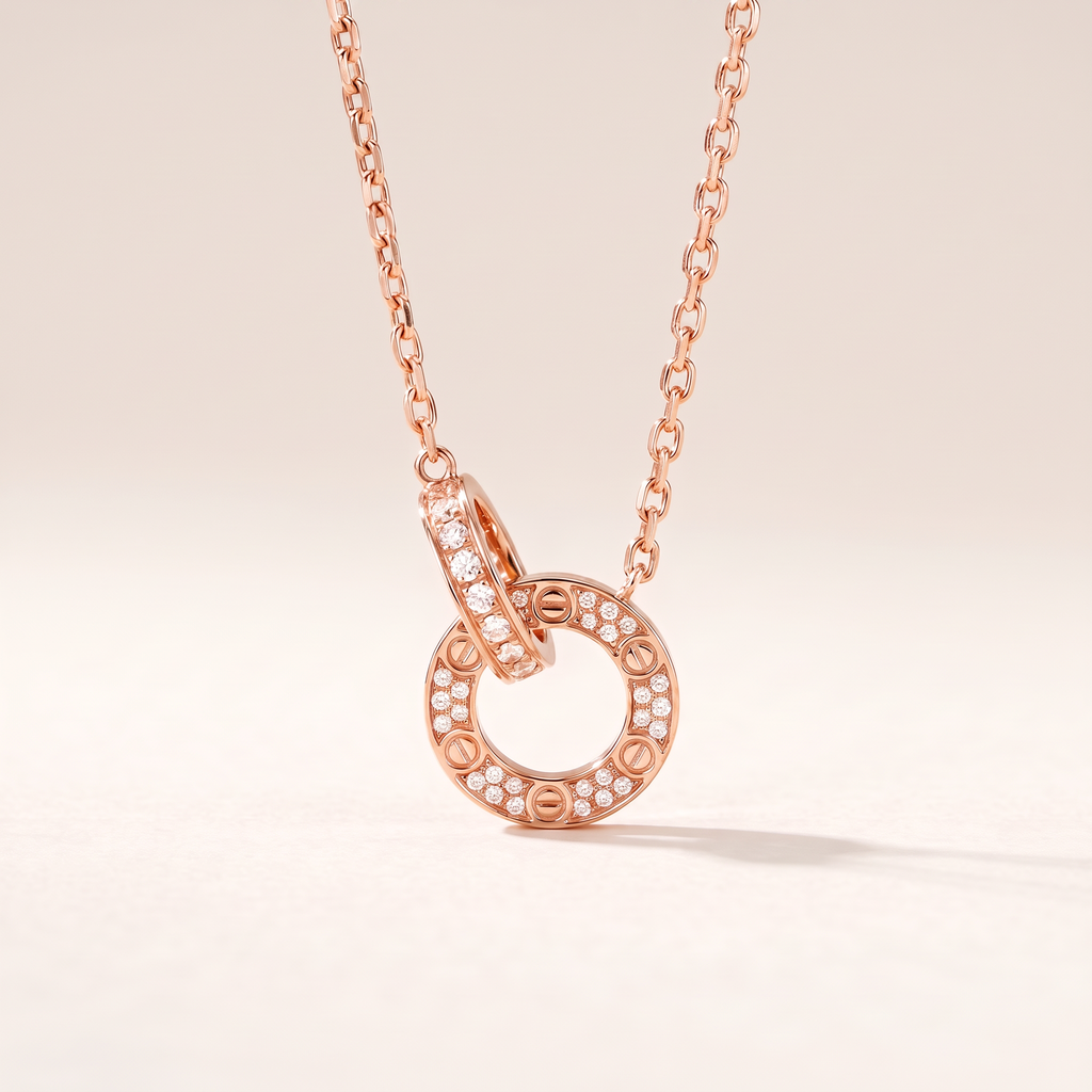 Love Circle Pavé Diamonds Link Necklace