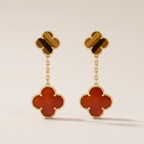 Magic Alhambra Carnelian & Tiger Eye Earrings