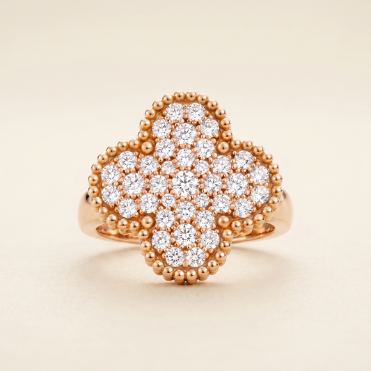 Magic Alhambra Pavé Diamonds Clover Ring