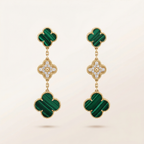 Magic Alhambra Malachite Three Motifs Clover Earrings