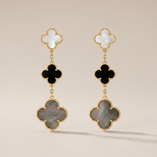 Magic Alhambra Three Pearls Motifs Earrings