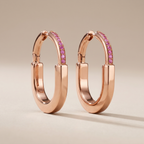 Medium Lock Hoop Earrings Rose Edition