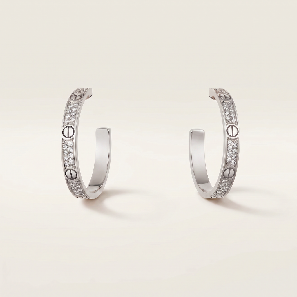 Medium Love Pavé Hoop Earrings