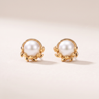 Olive Leaf Pearls Stud Earrings