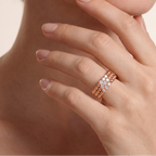 Perlée 3 Row Beaded Mixed Diamond Ring