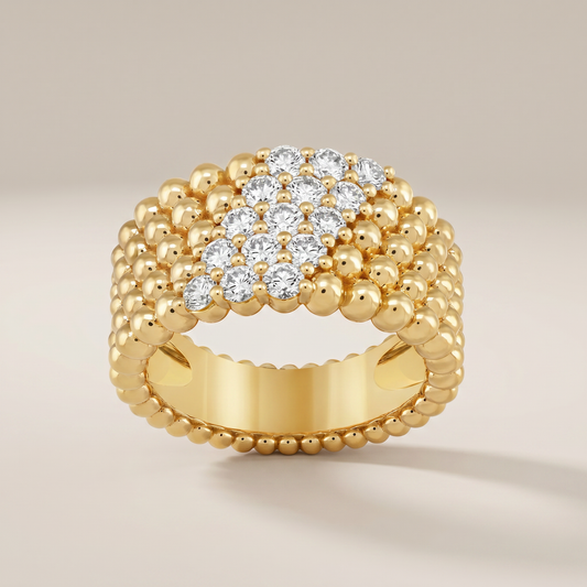 Perlée Five Row Pavé Ring