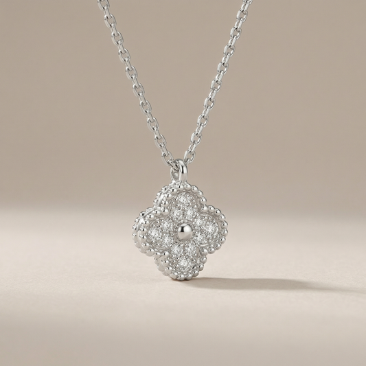 Sweet Alhambra Pavé Clover Pendant Necklace