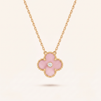 Sweet Alhambra Pink 1 Diamond Clover Necklace