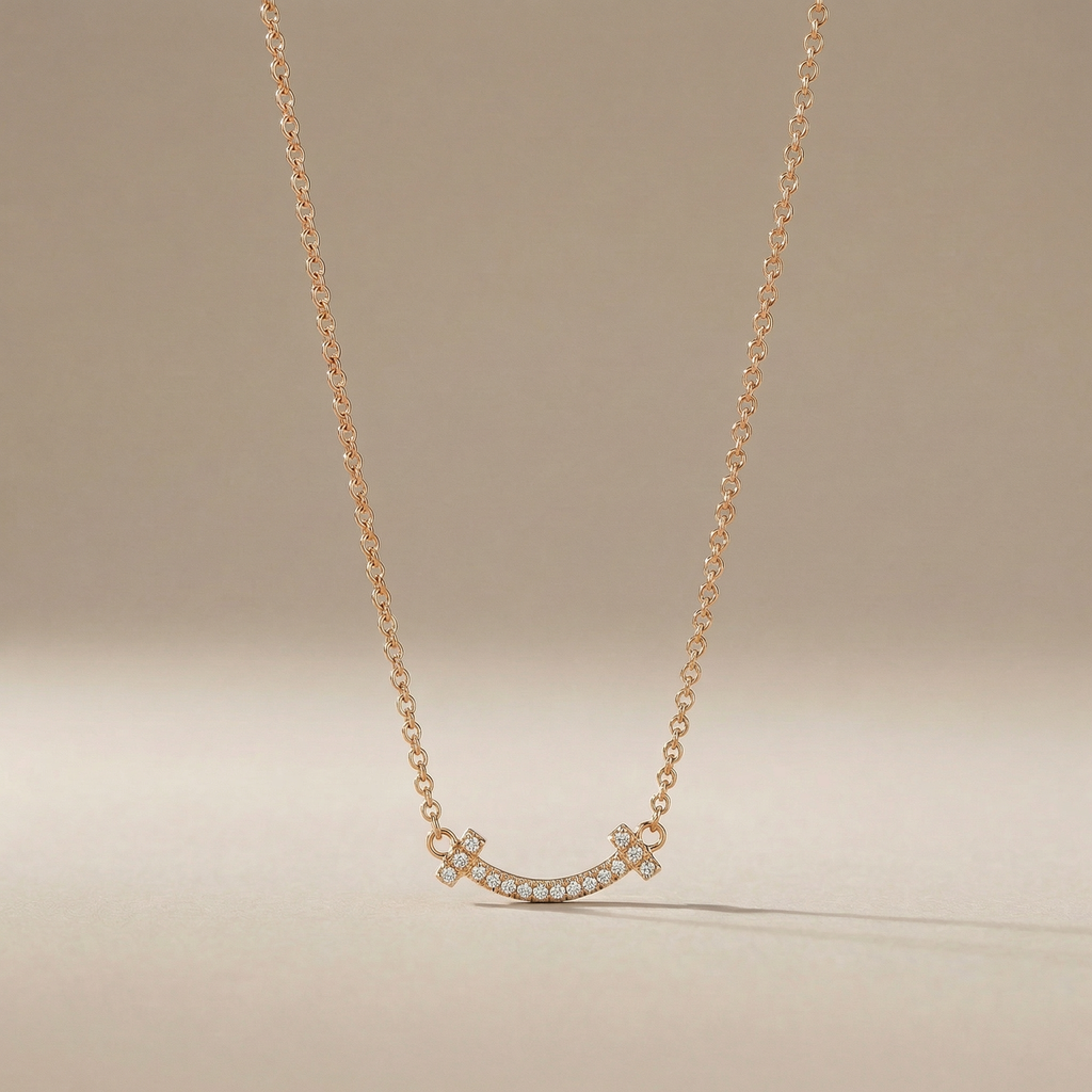 T Small Diamond Pavé Pendant Necklace