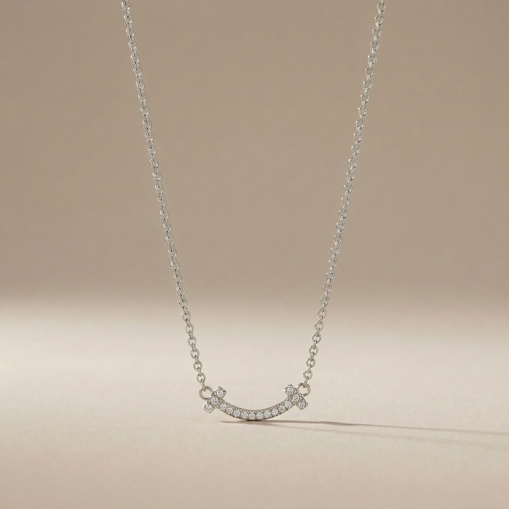 T Small Diamond Pavé Pendant Necklace