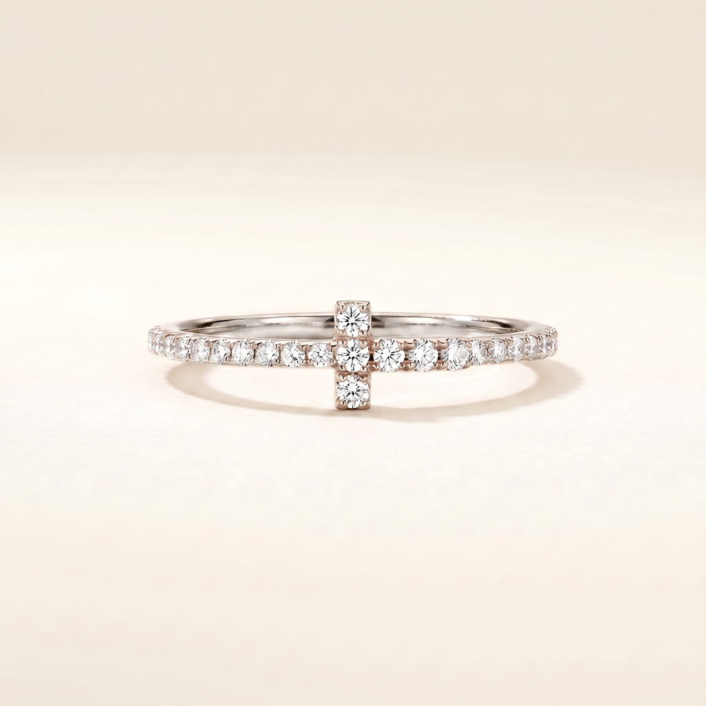T Wire Pavé Diamonds Band Ring