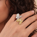 Two Butterfly Pavé Yellow Sapphire Ring
