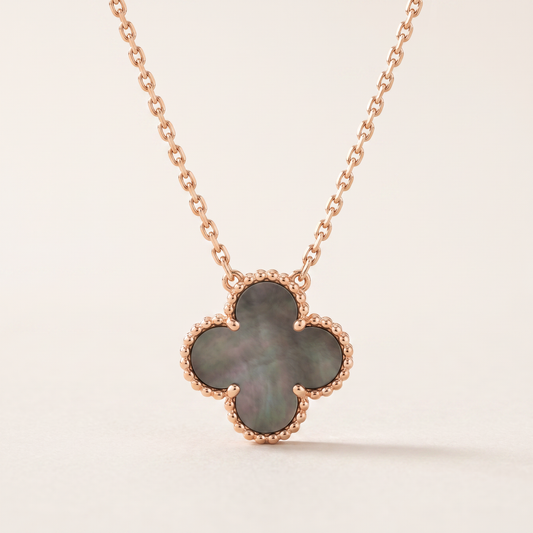 Vintage Alhambra 1 Black Mother Of Pearl Motif Necklace