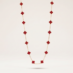 Vintage Alhambra Carnelian 20 Motifs Long Necklace